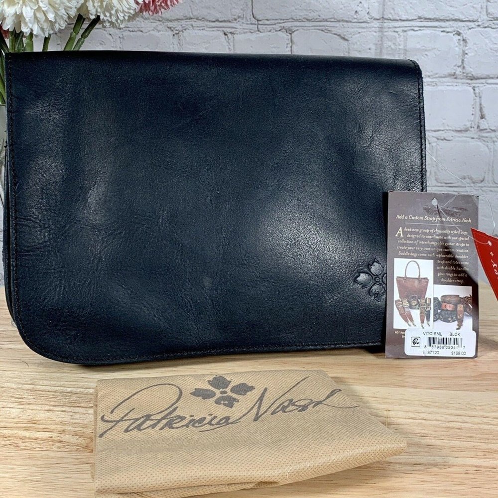 Patricia Nash Black Vito Small Pebbled Leather Bag